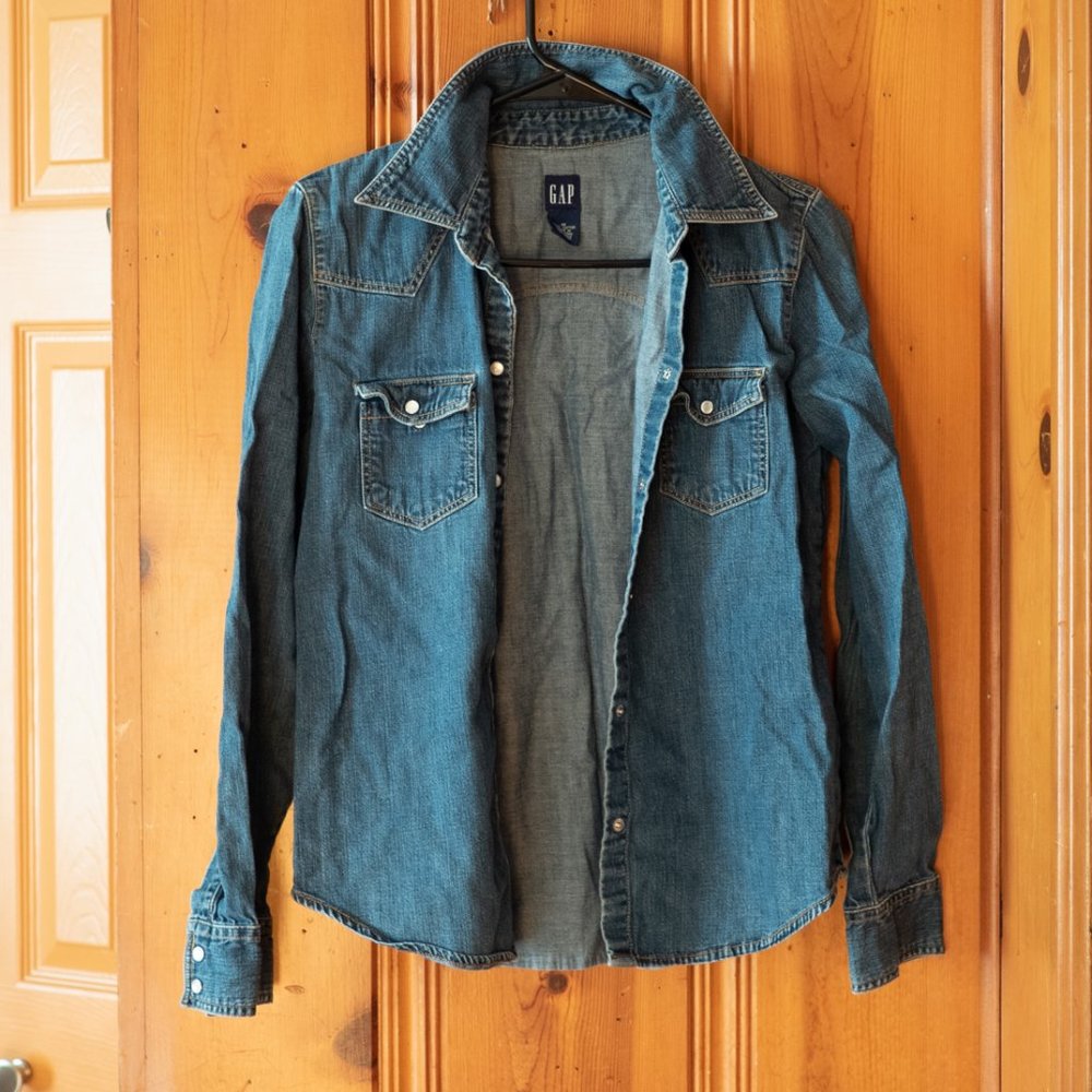denim pearl snap